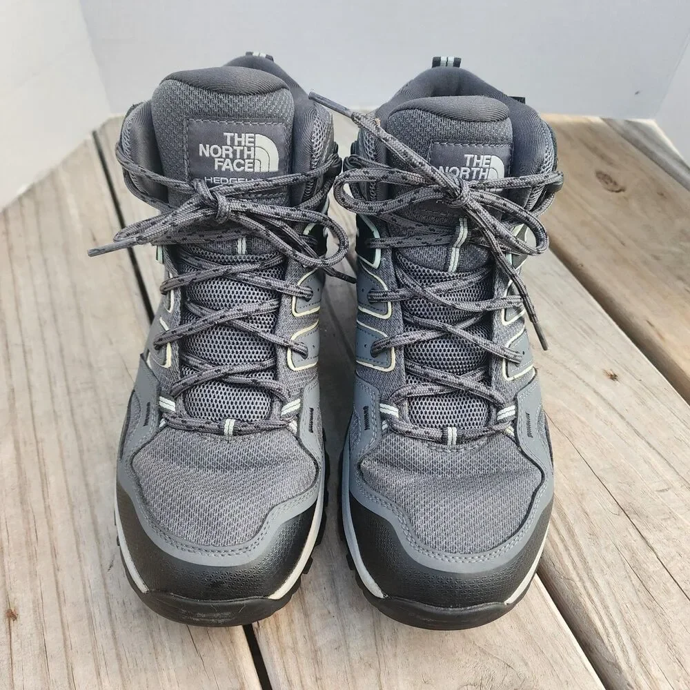 The North Face Womens Gray Hedgehog Fastpack II Mid Waterproof Hiking Shoes Sz10